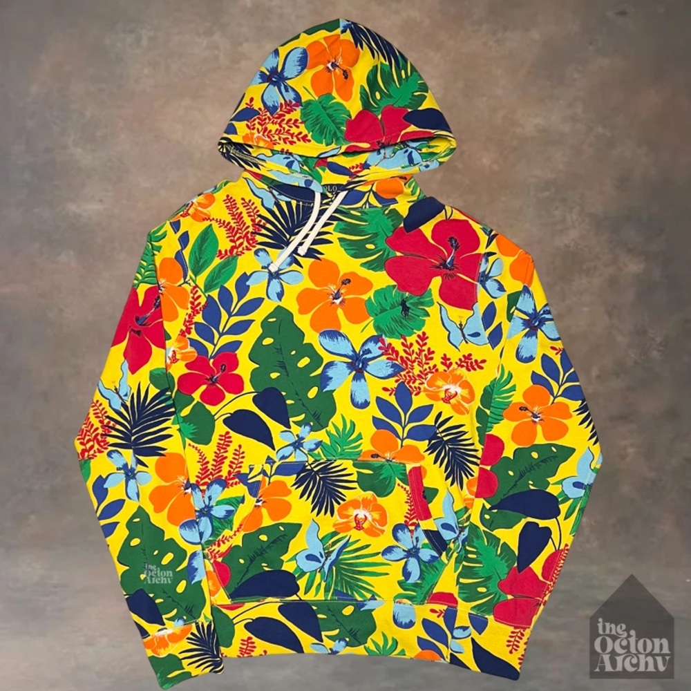 Size M Polo Ralph Lauren French Terry Floral Hoodie Yellow/Multicolor 710823 NWT